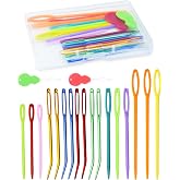 FIVEIZERO 19 Pcs Yarn Needles Set, Assorted Yarn Needles Bent Tapestry Needle Weaving Needle Darning Needles Plastic Needles Large Eye Blunt Knitting Needles for Sewing Crochet 03
