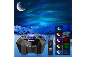 BAWOO Aurora Star Light Projector with Moon, Galaxy Lights Projector with Remote Control, Night Sky Light Projector Built-in Bluetooth and Multi-Color Projection Lamp for Bedroom Ceiling Party Home Theater