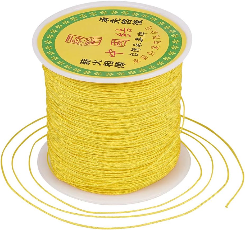 Cheriswelry 150 Yards 0.5mm Nylon Beading String Silky Chinese Knotting Cord Braided Nylon Thread for Macrame Bracelet Jewelry Making DarkYellow - Image 3