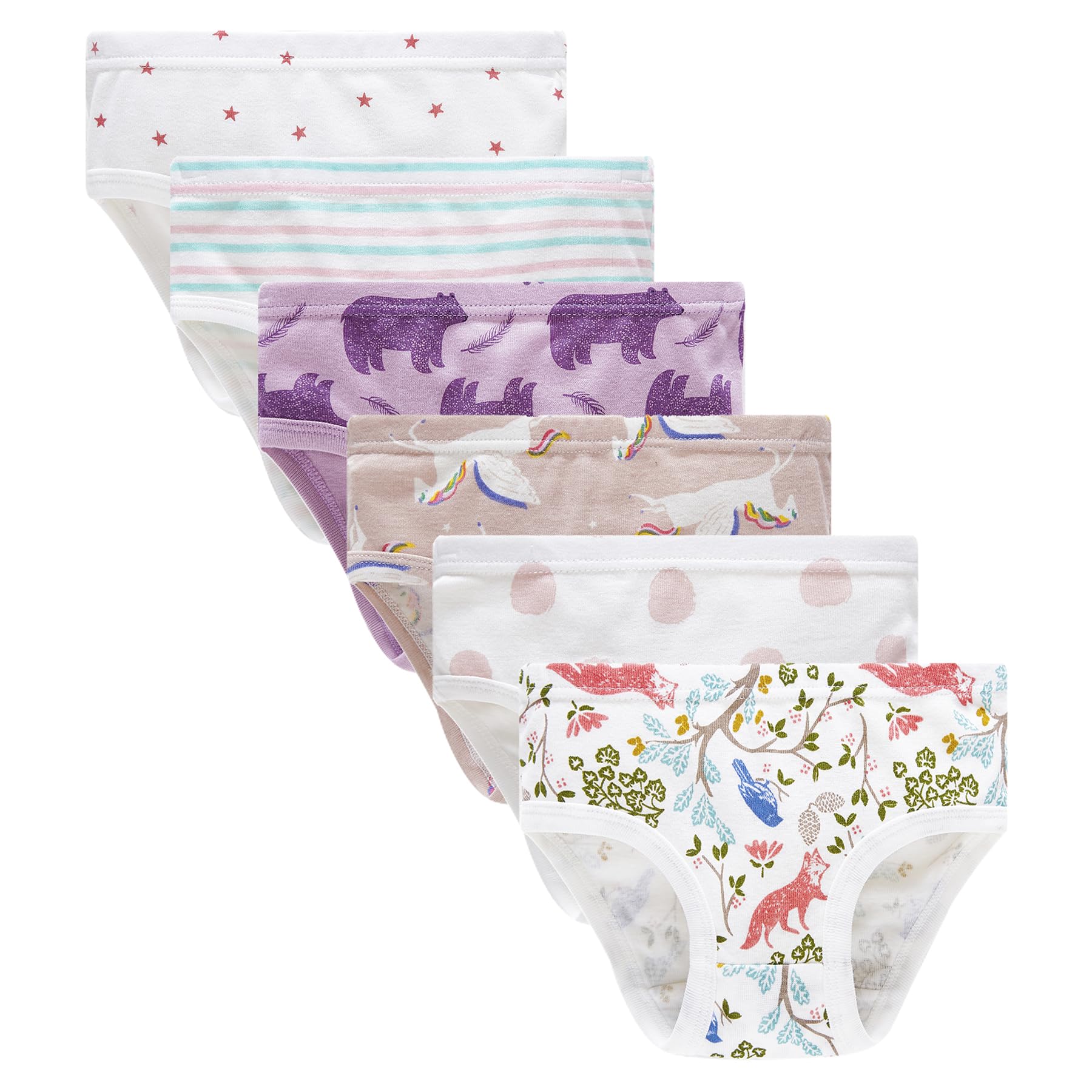 Photo 1 of Winging Day Big Girls 100% Cotton Panties Cute Prints Underwear Size 12 (6-Pack)