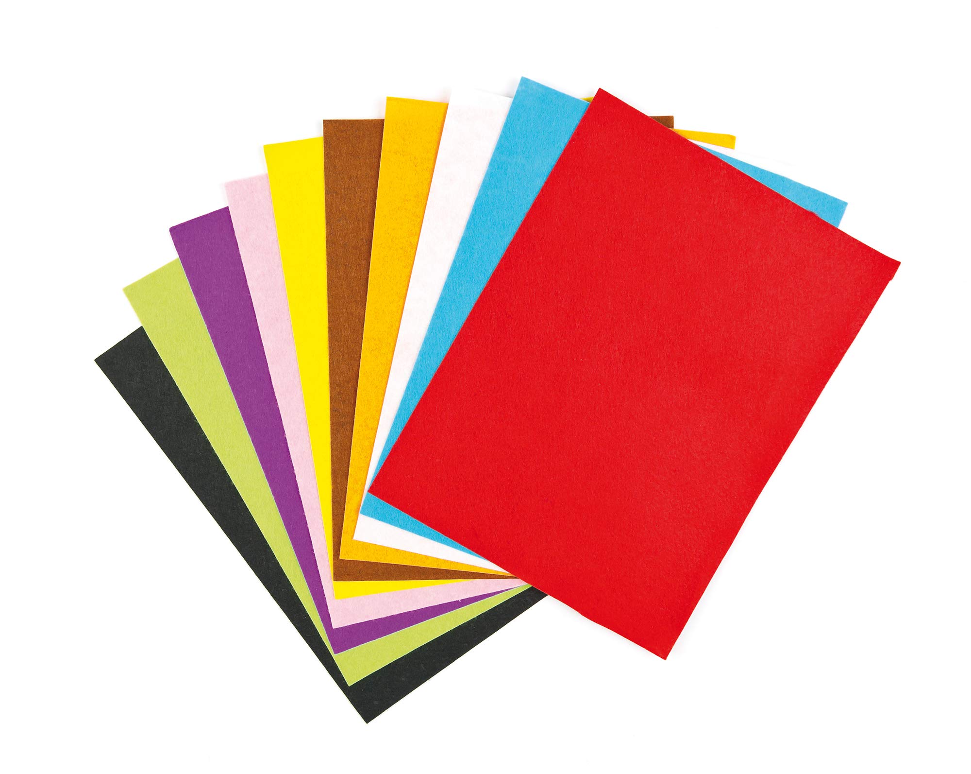 Baker Ross EV4092 Felt Sheets Value Pack Assorted Colours for Children's Fabric Crafts, Collage Projects (Pack of 15), 30cm x 23cm