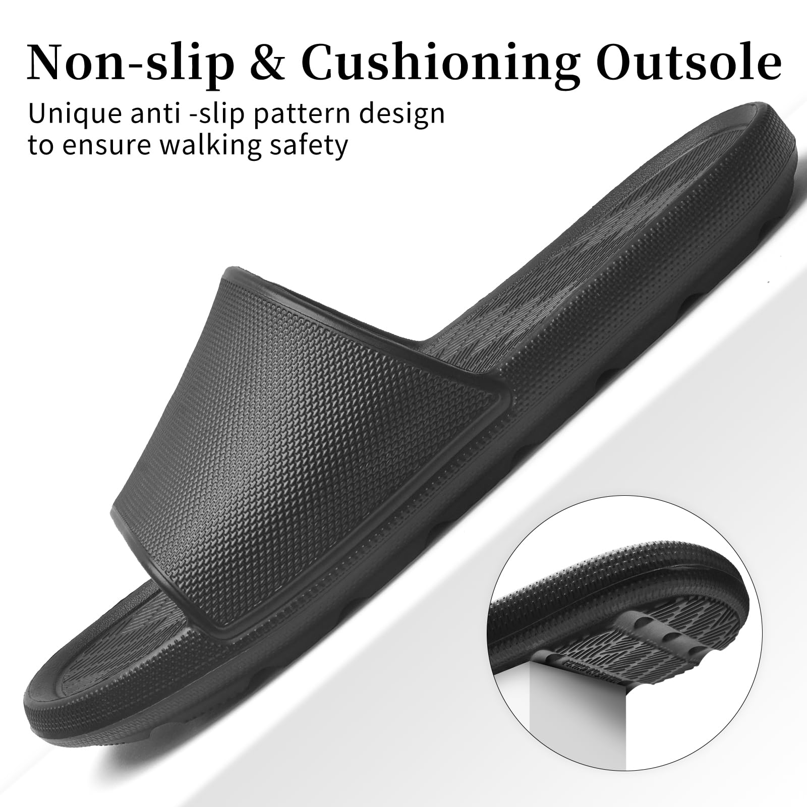 Shower Shoes for Men Women with Arch Support Non Slip Quick Drying Slides College Dorm Bathroom Sandals Pool Slides Lightweight Beach Sandals