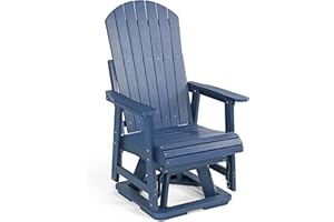 Mosbrisa HIPS Swivel Patio Glider, Poly Lumber Weather Resistant Outdoor Chair, for Patio, Porch, Yard (Navy Blue)