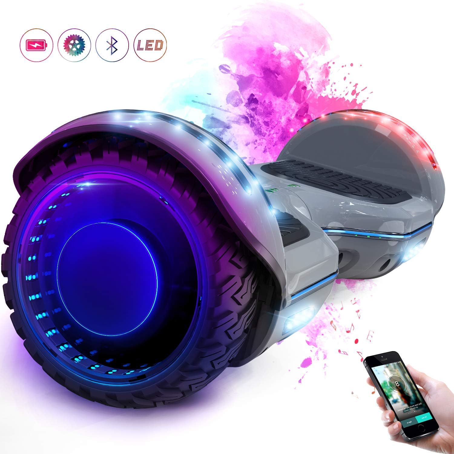 Markboard,Self Balancing Scooter 6.5" SUV Skateboard Two Wheel Electric Scooter Swegway Board With Brushless Motor And LED