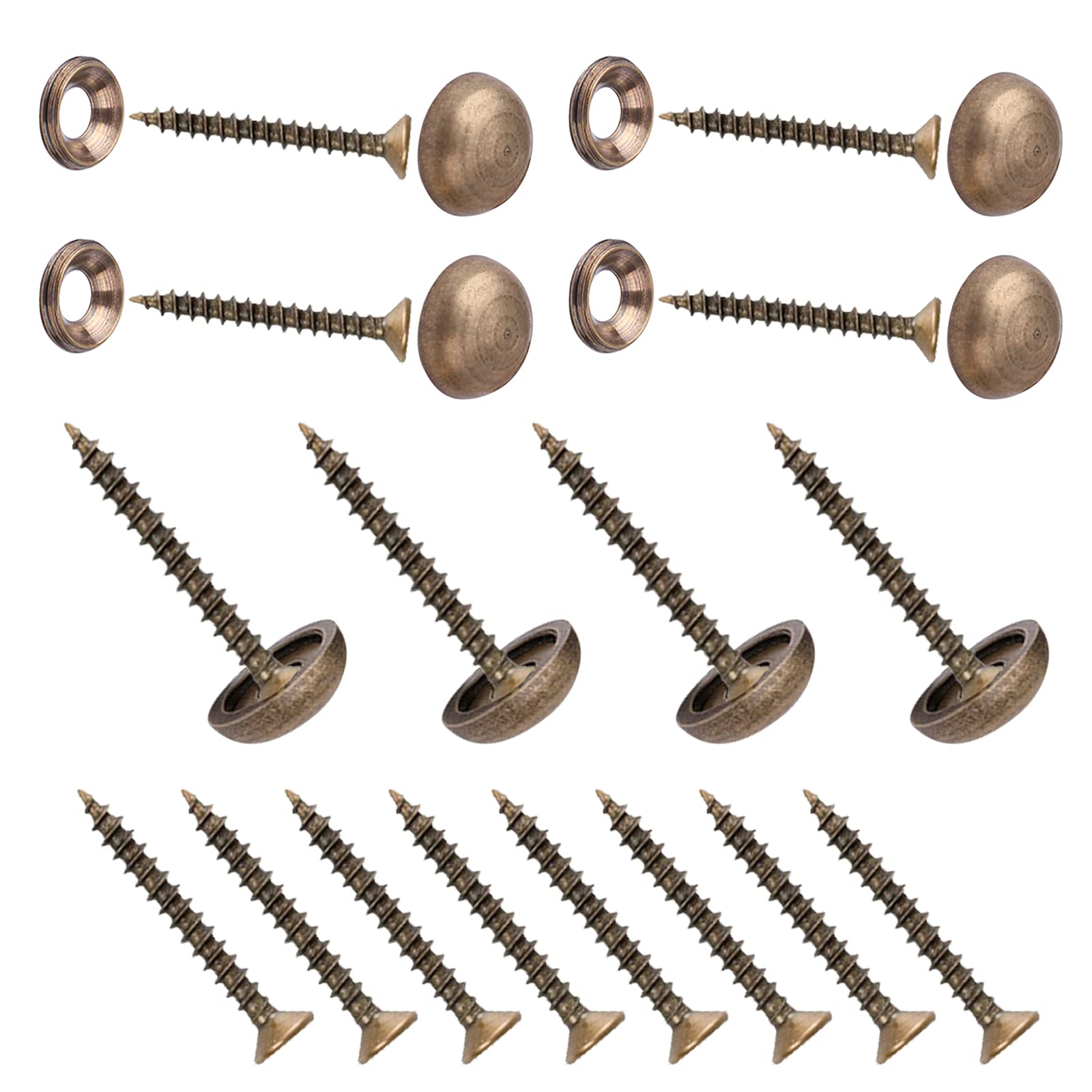 INCREWAY Decorative Brass Mirror Screws - 8pcs with Dome and Washers (15mm) — image 1