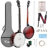 Kmise Banjo 5 String Banjos,Full Size 38 Inch Open or Closed Back with Resonator, Bridge, Strings Pack, Finger Picks, Strap, Case, Tuner Accessories Set Gift Choice for Adults Beginner