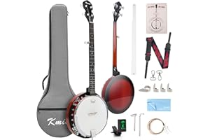 Kmise Banjo 5 String Banjos,Professional Full Size 38 Inch Open or Closed Back With Resonator, Bridge, Strings Pack, Finger Picks, Strap, Case, Tuner Accessories Set Gift Choice for Adults Beginner