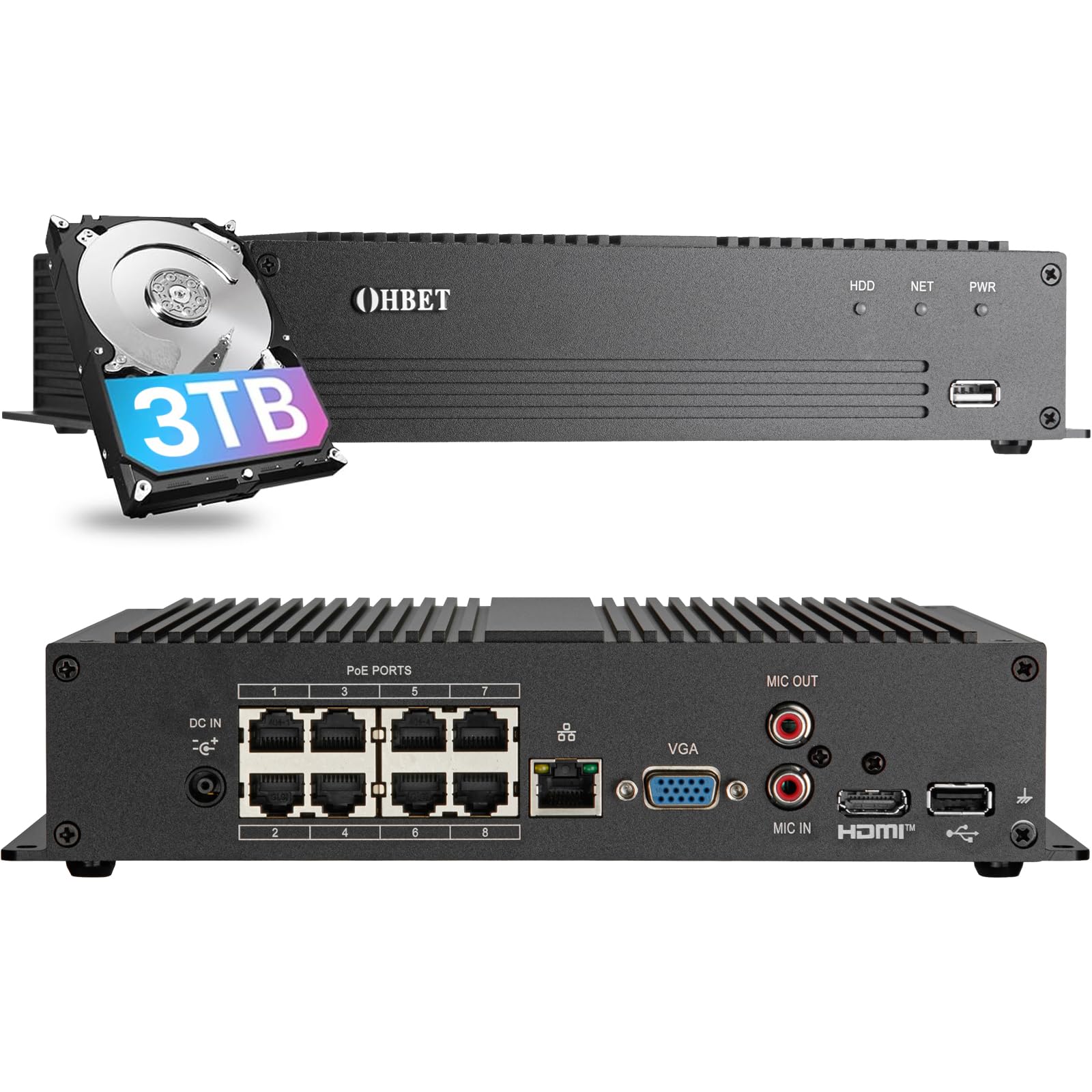 Photo 1 of DahuaSecurity Advanced 16Ch 8 PoE Port Digital Video Recorder with 3TB HDD 4K HDMI Output and Smart Surveillance Features NVR for Home Security Camera System (NVR-16ch-8POE-3)