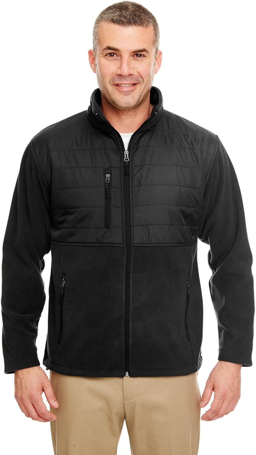 Mens Fleece Jacket with Quilted Yoke Overlay Jackets & Coats