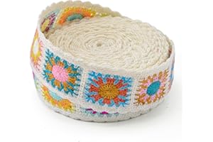 PAXMATE Cotton Webbing, 2 Inch Webbing Crochet Flower Webbing Strap for Bags, Arts and Crafts