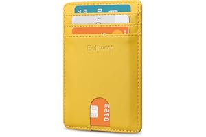 Buffway Mens Slim Wallet, Minimalist Thin Front Pocket Leather Credit Card Holder with RFID Blocking for Work Travel