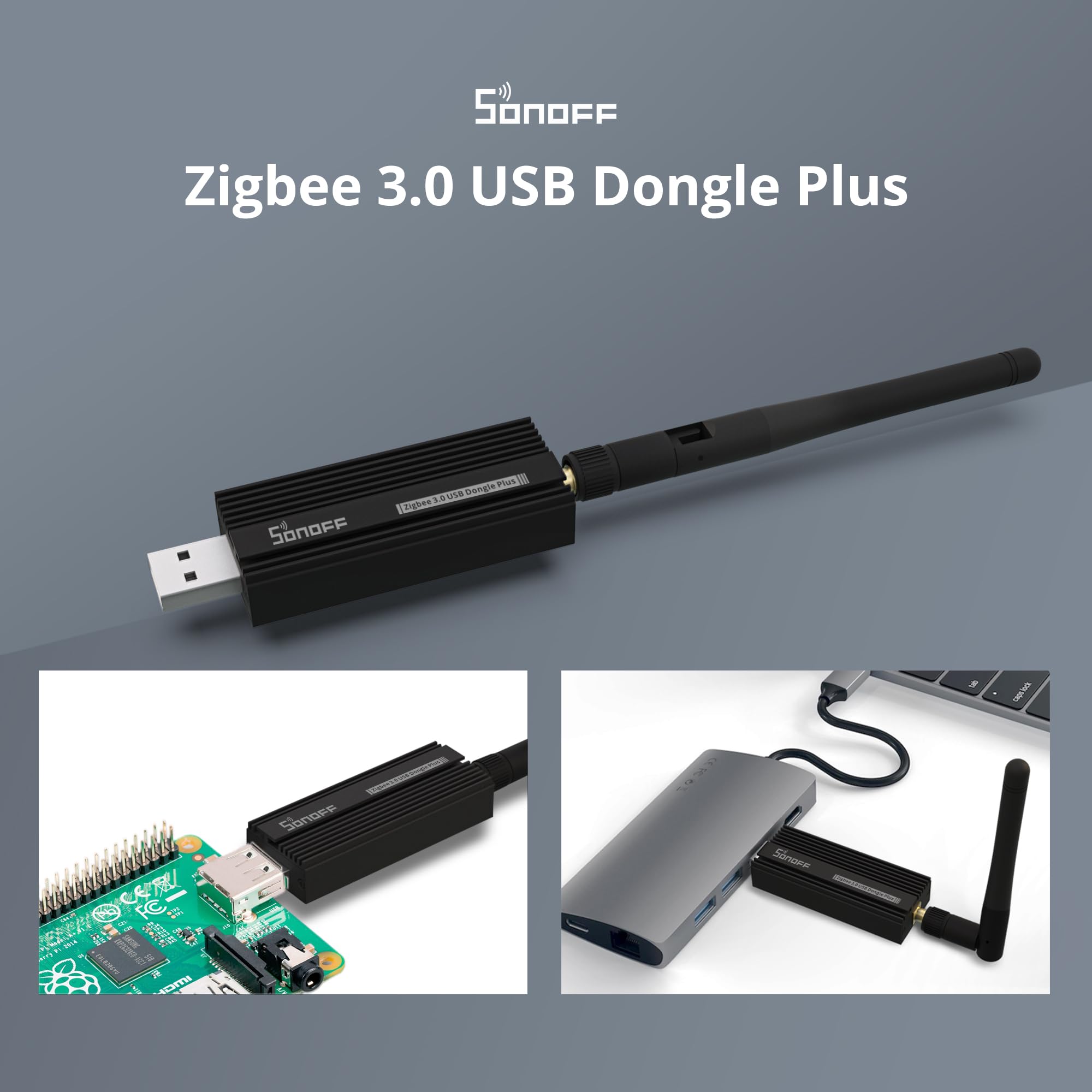 SONOFF Zigbee 3.0 USB Dongle Plus,Zigbee Gateway TI CC2652P + CP2102N Zigbee USB Stick,Zigbee Hub für ZHA in Home Assistant or Zigbee2MQTT,Open HAB etc. 2