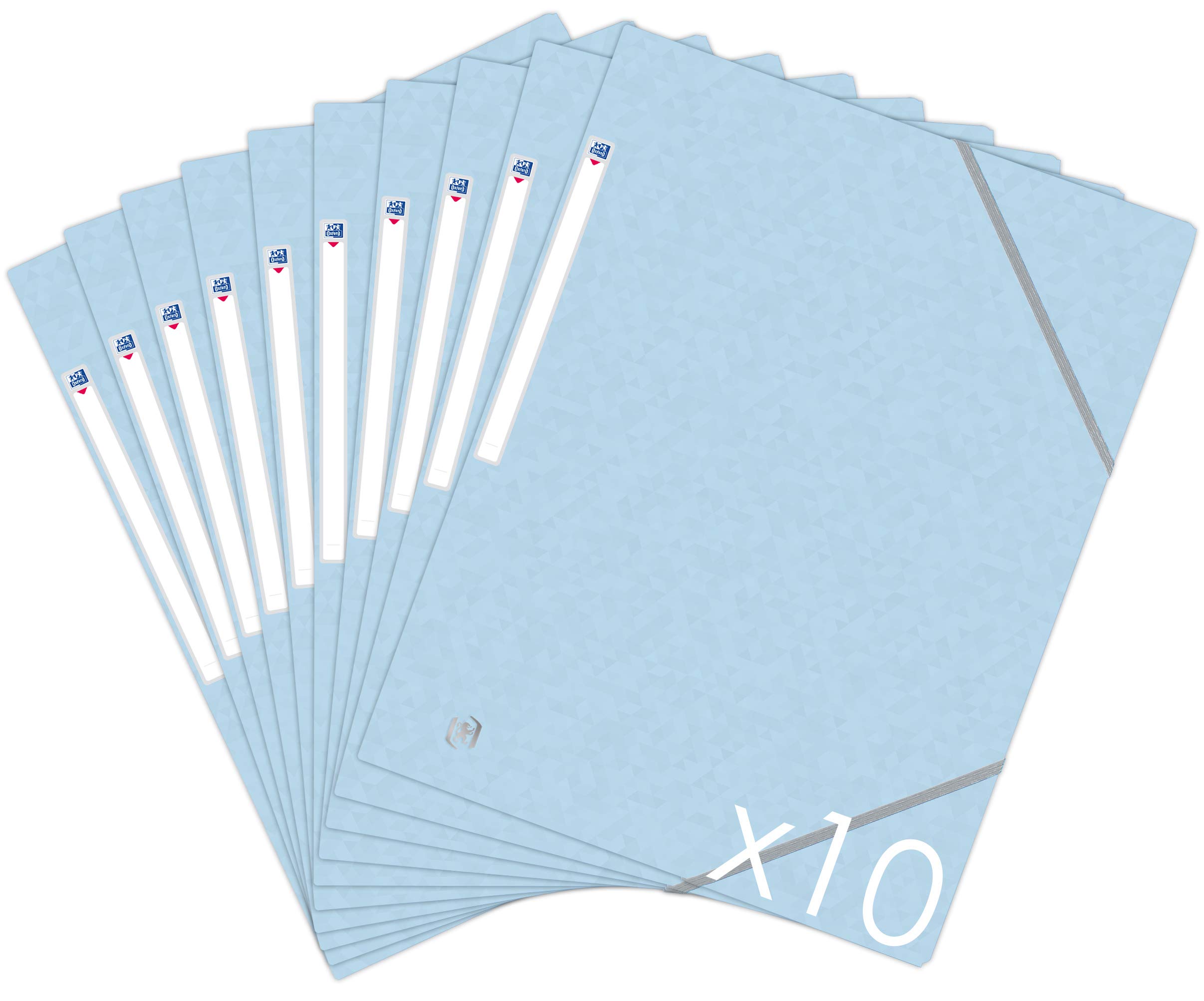 Oxford Topfile+ Pack of 10 Cardboard Folders Pastel Blue
