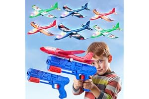 Boy Toys for 4 5 6 Years Old Airplane Launcher Toys for Boys with LED Foam Plane Flying Outdoor Toys for Kids Ages 4 5 6 7 8 
