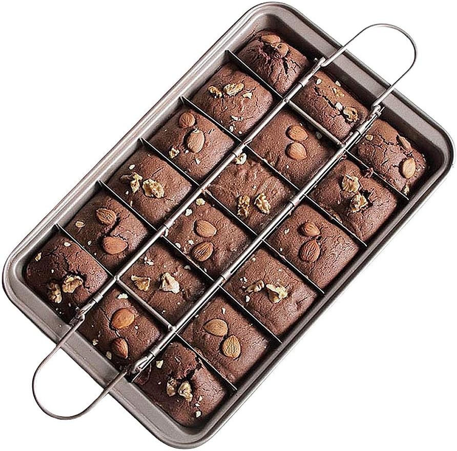 CANDeal Brownie Tin, Brownie Tray with Dividers NonStick Brownie Pan