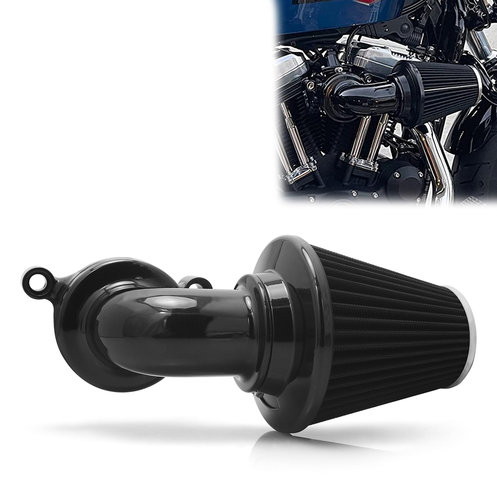 Photo 1 of For harley air cleaner filter sportster street road glide king for harley davidson motorcycle air intake (Nake style -Black, A-For Sportster XL models)