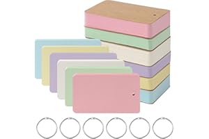 Ztowoto 300 PCS Hole-Punched Blank Index Cards with Rings，3.2x2.1In Colored Flash Cards Kraft Paper Cover, Portable Notecards