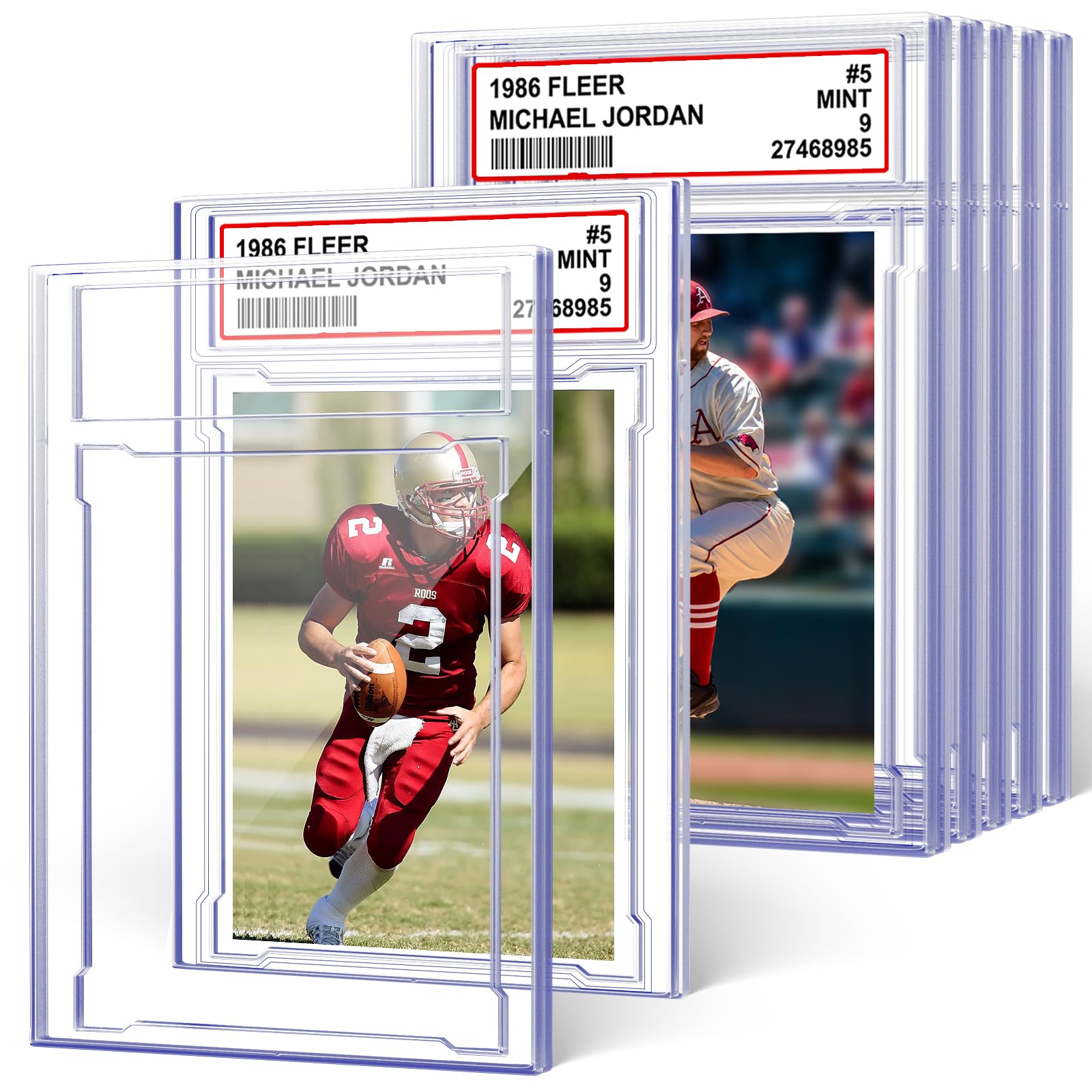 Photo 1 of 6 PCS Card Case Holder for Trading Cards, Acrylic Graded Card Slab Baseball Card Sleeves with Label Position Fit for MTG TCG and Sport Cards Storage and Display