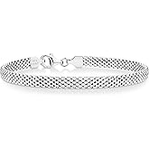 Miabella 925 Sterling Silver Italian 5mm Mesh Link Chain Bracelet for Women, Made in Italy