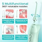 COSLUS C20 Water Flosser 300ml Tank 5 Jet Tips IPX7 Cordless Portable Green view 6