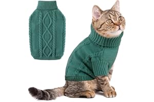 ALAGIRLS Winter Dog Cat Sweater Puppy Clothes, Knit Puppy Sweater for Small Dogs Boy Girl, Turtleneck Pullover Christmas Holiday Pet Apparel, Peacock Green S