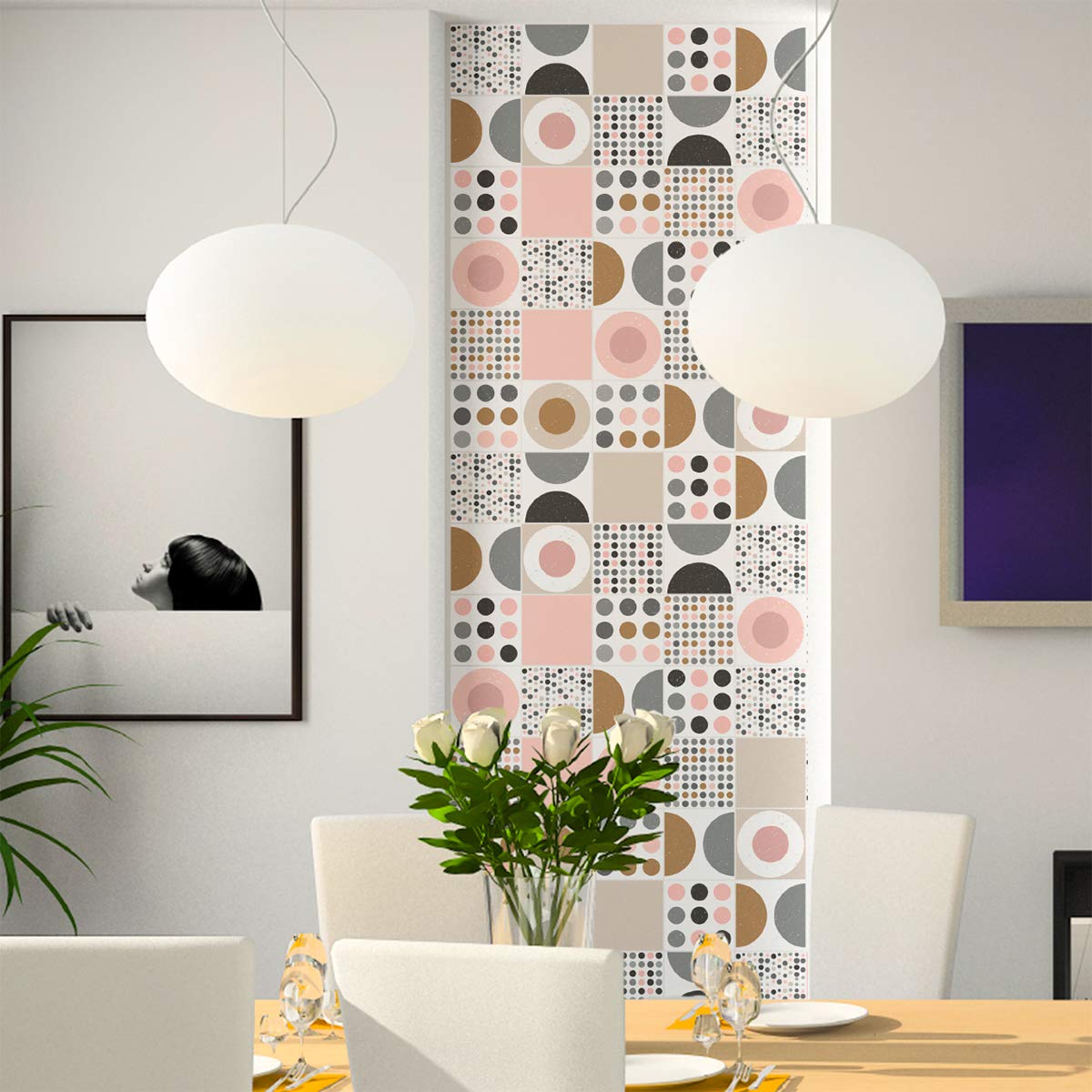 Ambiance Sticker Self-Adhesive Decorative Wall Decal Cement Tile for Bathroom and Kitchen Ludvik - Pack of 9 Stickers of 20 x 20 cm