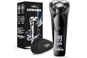 Brightup Electric Razor for Men, Electric Shavers for Men Face with Pop-up Trimmer, Waterproof Cordless USB-C Rechargeable, Wet Dry Portable Shaver with LCD Display/Travel Case, Gift for Him