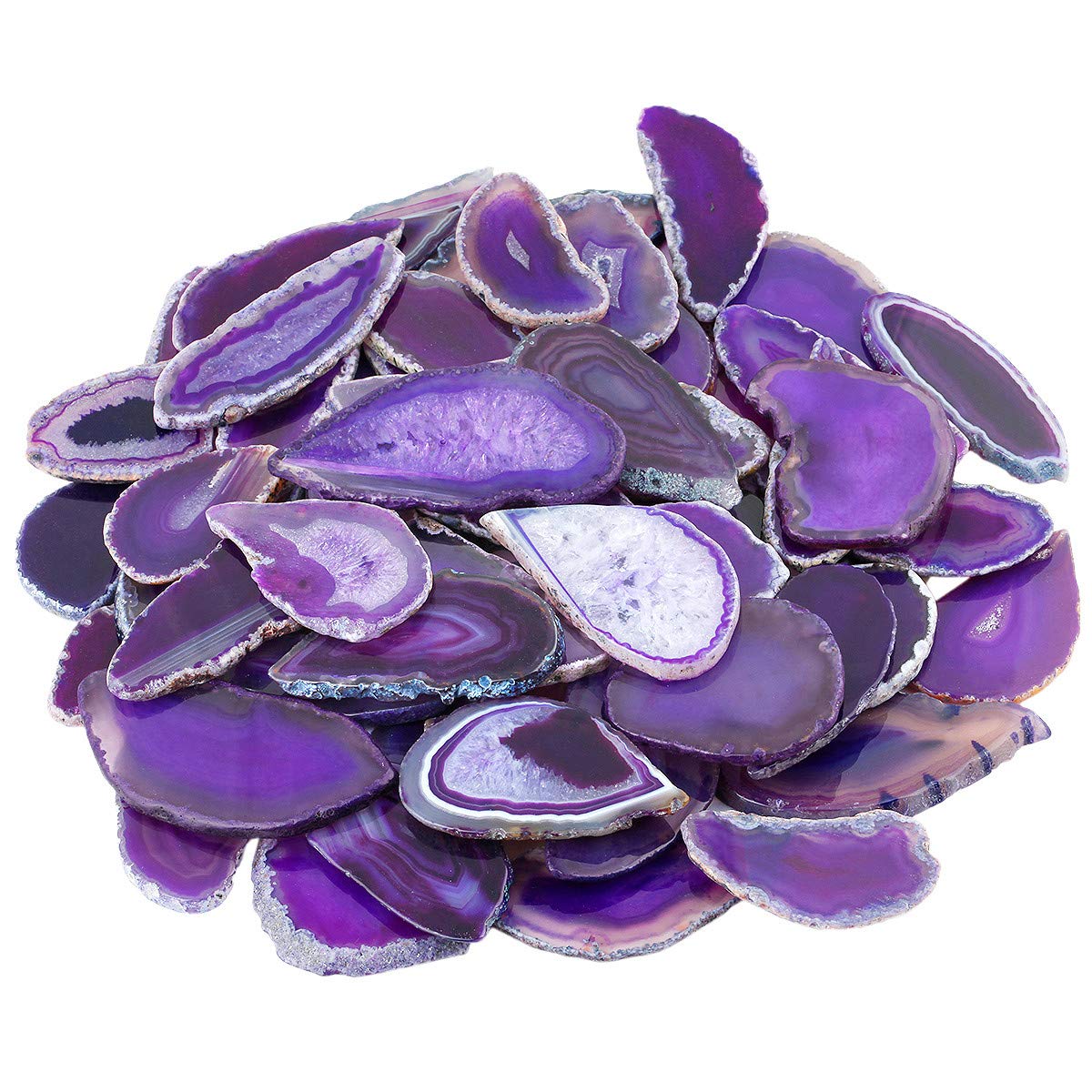 KYEYGWO 10 Pcs Polished Agate Geode Slices Stone for Home Decoration, Irregular Healing Crystals for Jewelry Making, Place Cards for Weddings