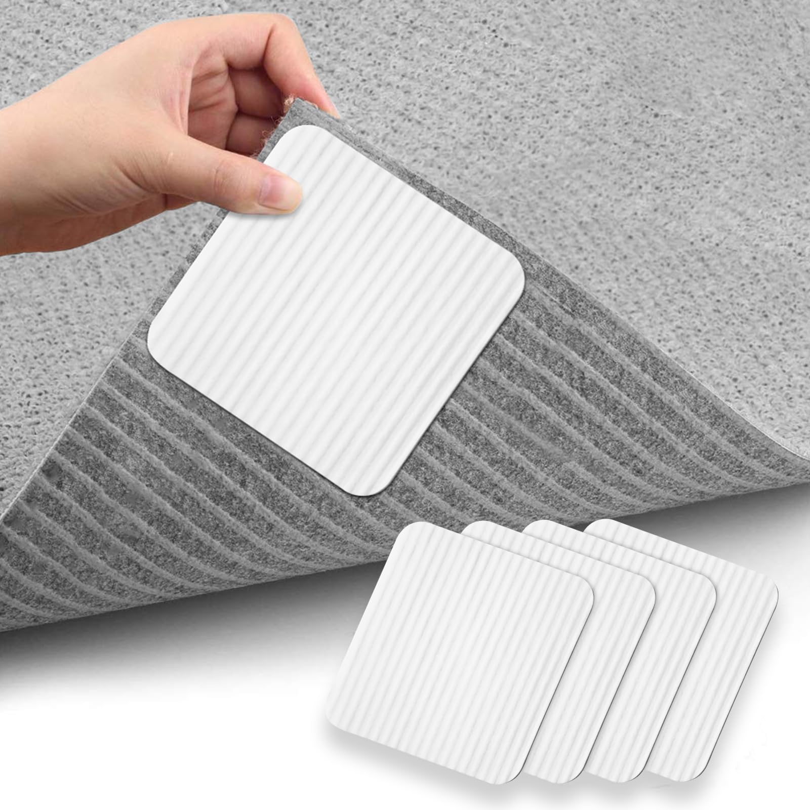 HOTUT Non Slip Carpet Grippers for Laminate Floors, 4 PCS Anti Slip Rug Underlay Gripper for Rugs Vacuum Tech Rug Pads Grippers, New Materials to Anti Curling Rug Pad, Keep Your Rug in Place, 10x10cm