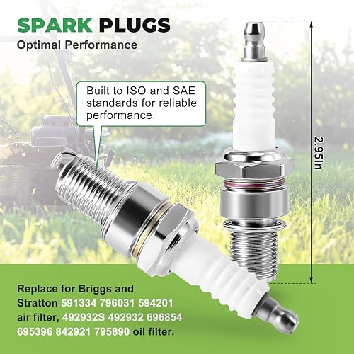 thumbnail image 2 of Complete Lawn Mower Tune Up Kit - Fits Briggs & Stratton, John Deere, Husqvarna | Air Filter, Oil Filter, Fuel Filter & Spark Plugs Included 2 of 6