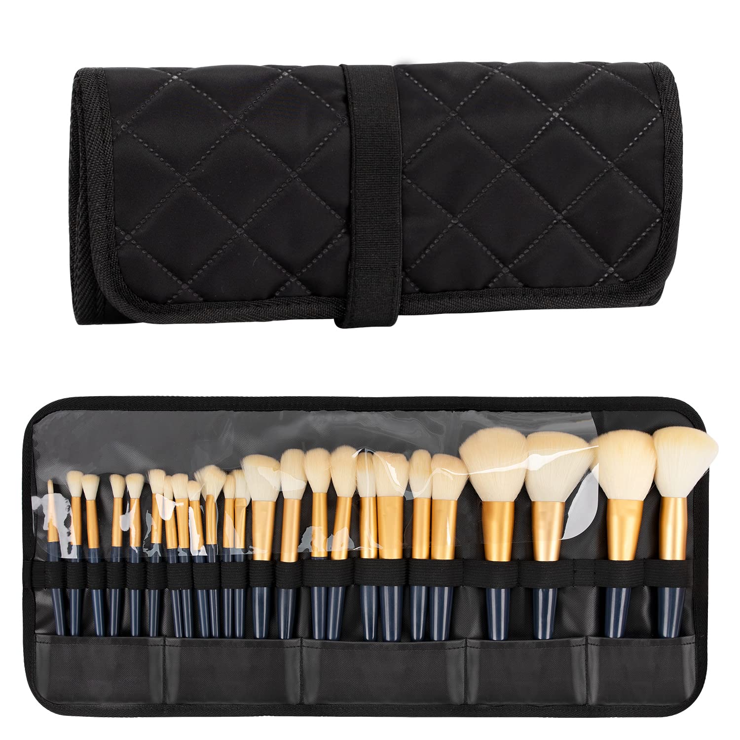 Photo 1 of OCHEAL Makeup Brush Holder,Makeup Brush Organizer,Travel Makeup Brushes Bag Cosmetic Bags Pouch for Women Brushes Case Makeup Artist -Black Rhombus