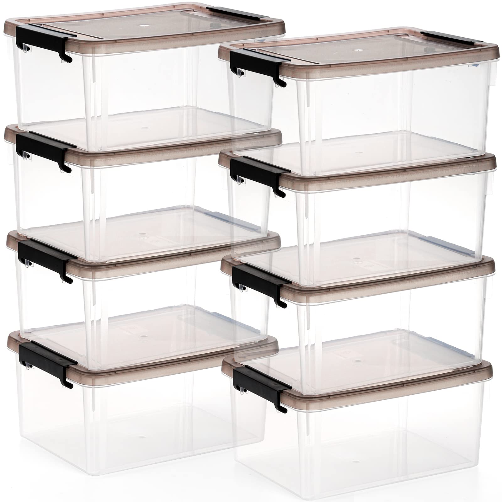 Photo 1 of Nicunom 8 Packs Small Storage Bins with Lids, 3.2 QT Clear Storage Latch Box Plastic Storage Bins Stackable Storage Containers for Organizing