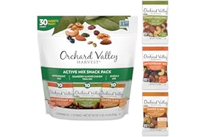 Orchard Valley Harvest Active Snack Pack Mix, 1oz Bags (Variety Pack of 30), Antioxidant Mix, Cranberry Almond Cashew, Omega-3 Trail Mix, Healthy Snacks for Adults and Kids, Gluten Free