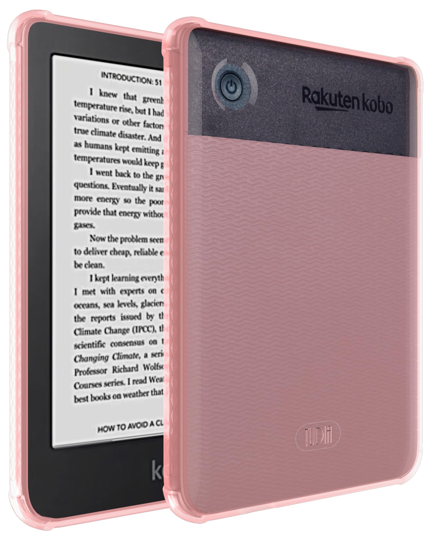 TUDIA Rugged Fit Designed for Kobo Clara 2E Case 6", [SKN] Shockproof Anti-Yellowing Slim Grip Lightweight TPU Skin Bumper Reinforced Corners Drop Protection eReader Rubber Gel Cover (Frosted Pink)