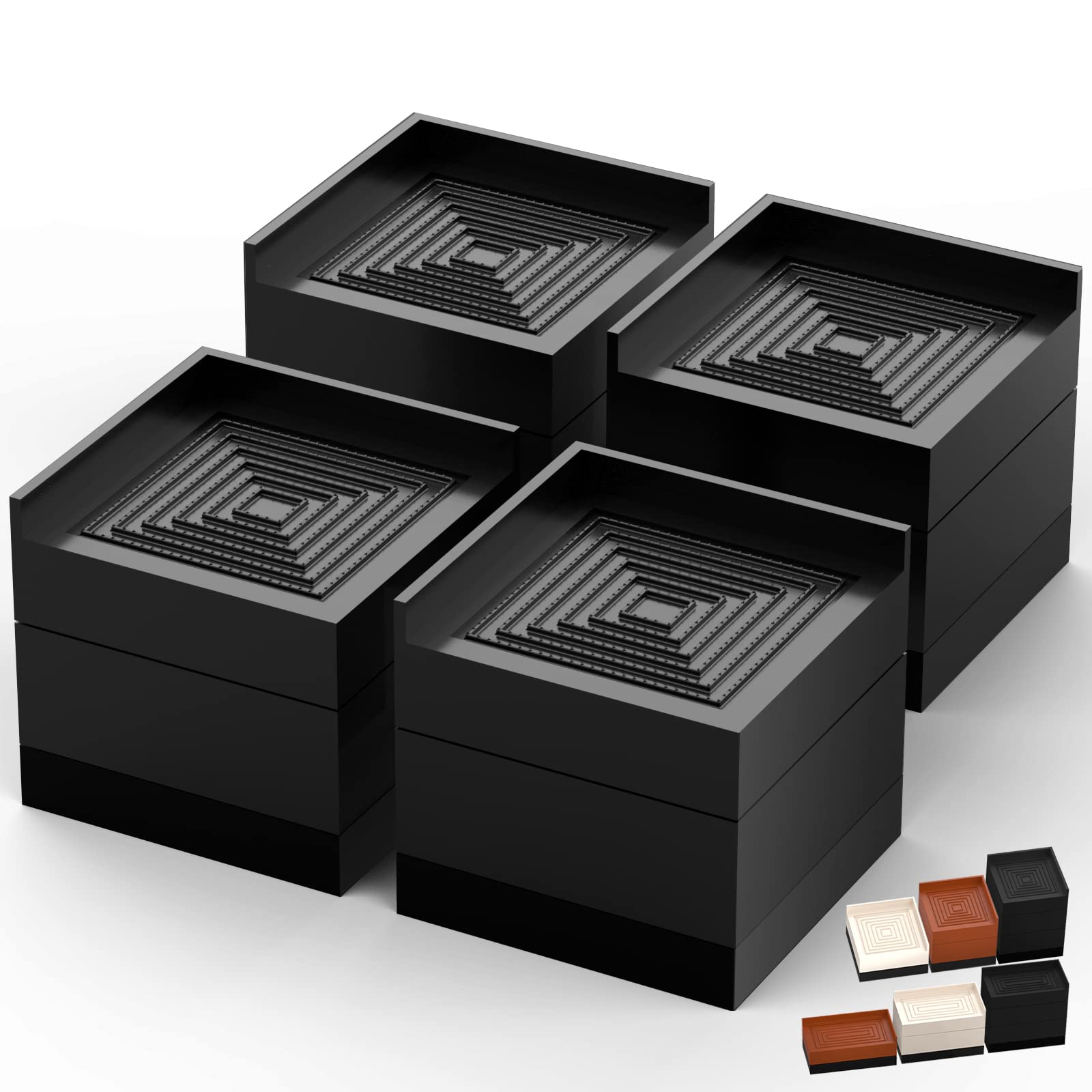 Photo 1 of Furniture Risers, Tclouda Bed/Sofa/Desk/Table/Chair Leg/Fridge Lifts to 1.5, 3 and 4 in, Rectangle Adjustable Risers Blocks for Extenders, Heavy Duty Supports Up to 1300 Lbs, 3 in-Black-Square