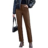 GRAPENT Corduroy Pants for Women High Wasited Straight Leg Elastic Waist Stretchy Casual Work Pants Fall Winter Trousers