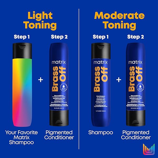 MATRIX BRASS OFF BLUE SHAMPOO | REFRESHES, TONES & NEUTRALIZES BRASSY TONES | COLOR DEPOSITING SHAMPOO | FOR LIGHTENED BRUNETTES OR DARK BLONDES | FOR COLOR TREATED HAIR