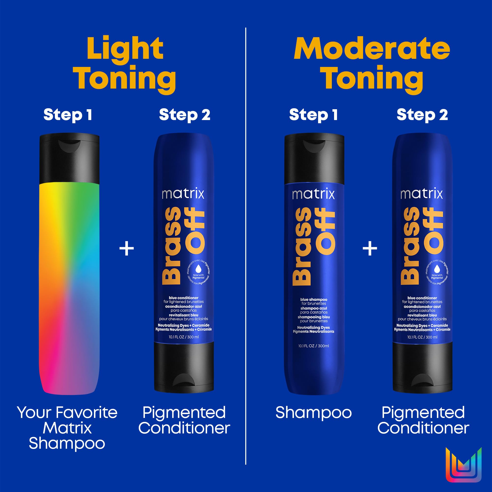 Matrix Brass Off Toning Blue Shampoo - Refreshes and Neutralizes Brassy Tones, For Color Treated Hair, Lightened Brunettes or Dark Blondes