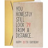 Qamza Funny 80 Year Old Birthday Card, Humorous 80th Birthday Card for Dad Mom Husband Wife Grandpa Grandma Friend, Ideal Born In 1946 Bday Card for Him Her