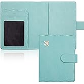 Deziliao Passport Holder,Passport Holder Card Slots, Passport and Vaccine Card Holder Combo, Cute Passport cover for Women and Men, with Waterproof Rfid Blocking, Passport Travel Wallet(Aqua Green)