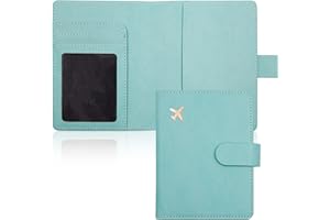 Deziliao Passport Holder,Passport Holder Card Slots, Passport and Vaccine Card Holder Combo, Cute Passport cover for Women and Men, with Waterproof Rfid Blocking, Passport Travel Wallet(Aqua Green)