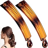 YALOJE 2pcs Banana Hair Clips for Women, Non-Slip Hair Claws with Double Combs, Vintage Hairpin Thick Long Curly Hair Styling Accessories for Daily, Party - Light Coffee