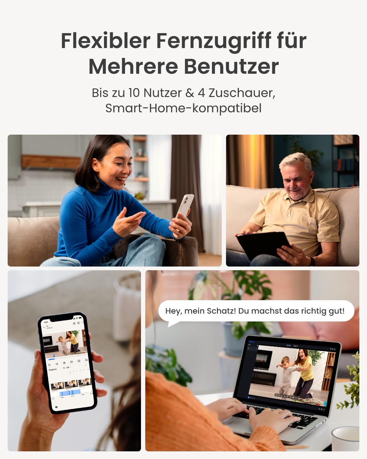 Reolink 2K Überwachungskamera Innen, 360°-Ansicht Indoor Kamera WLAN mit Auto-Tracking, Baby Monitor mit Personen-/Tier-/Weinen-Erkennung, 2,4 GHz Wi-Fi, Privatmodus, 2-Wege-Audio, E1 4MP 6