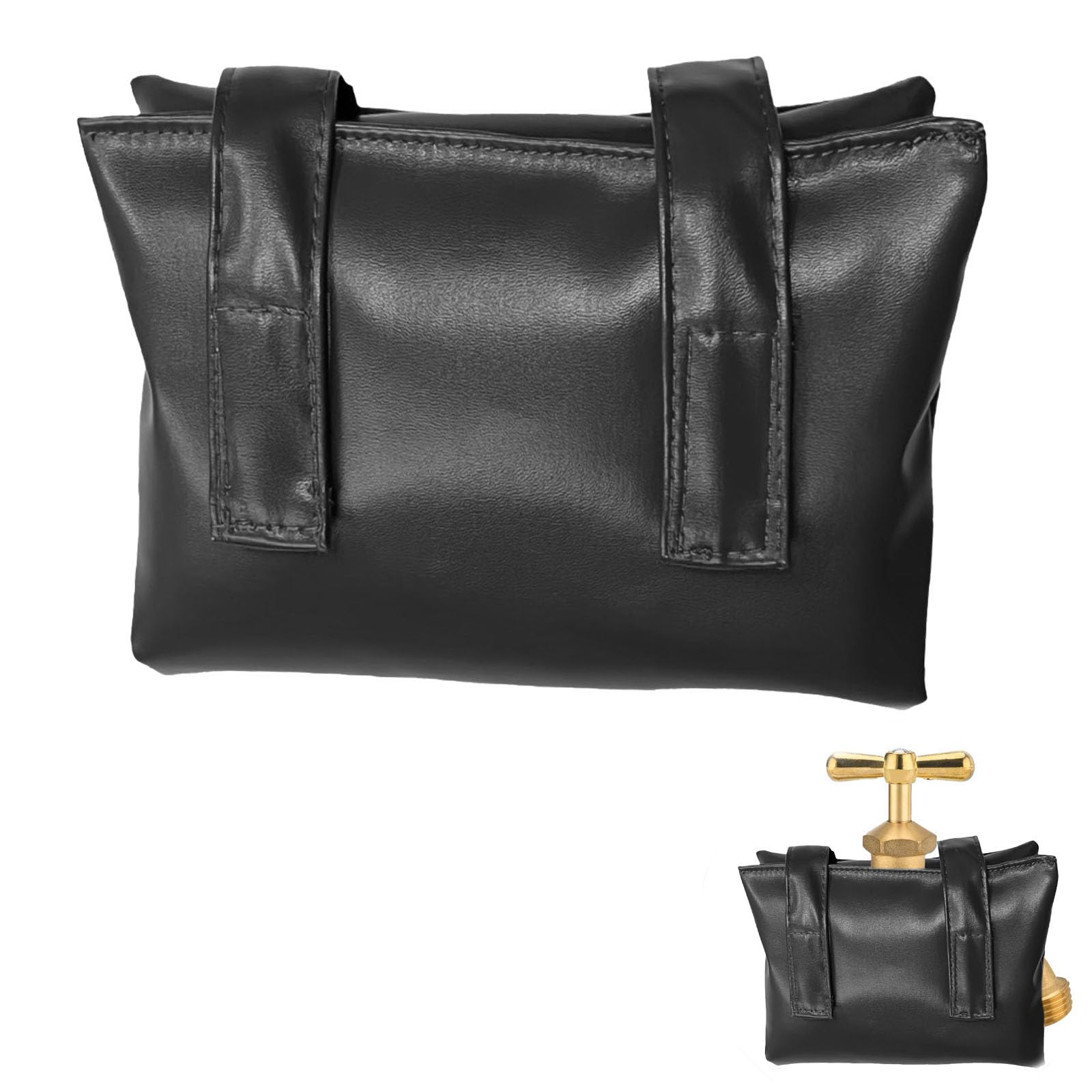 Garden Outside Tap Cover Frost Protector for Winter,Large Waterproof Leather Frost Covers for Outside Taps,Outdoor Water Tap Cover Insulated Thermal Tap Jacket Protects Your Tap from Freezing (Black)