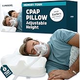 Lunderg CPAP Pillow for Side &amp; Back Sleepers - Memory Foam | Adjustable Height - 2 Pillowcases Included - Reduce Air Leaks &amp; Mask Pressure for Better Sleep - Works with ALL Masks