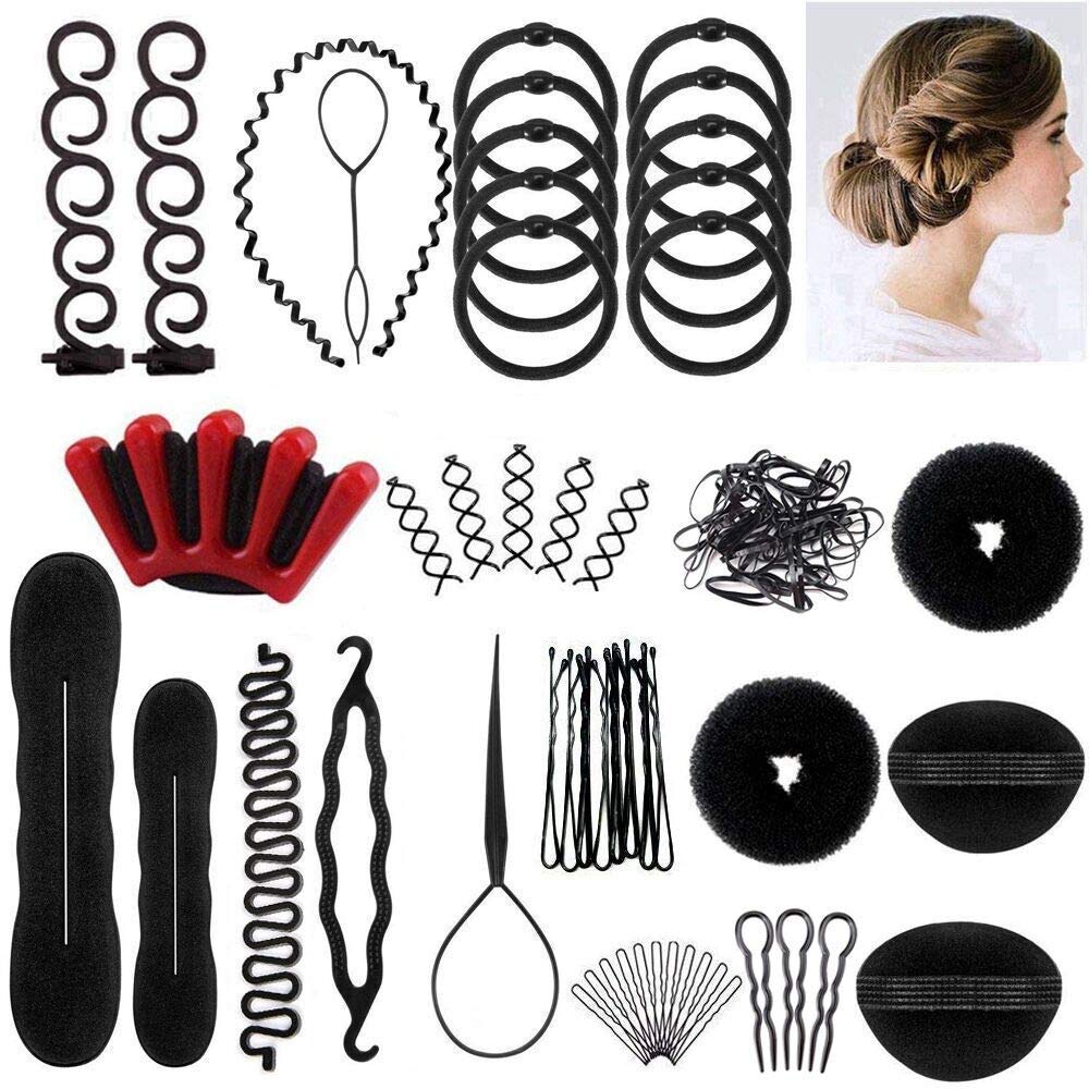 Winkeyes Hair Styling Set, Hair Design Styling Tools Accessories DIY Hair Accessories Hair Modelling Tool Kit Hairdresser Kit Set Magic Simple Fast Spiral Hair Braid Hair Braiding Tool, Set of 25: Beauty