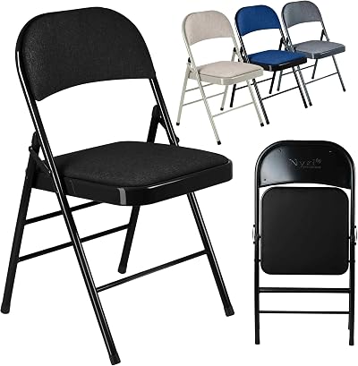 Nyxi Set of 2 Folding Chairs Padded Seat Metal Frame 135kg Black