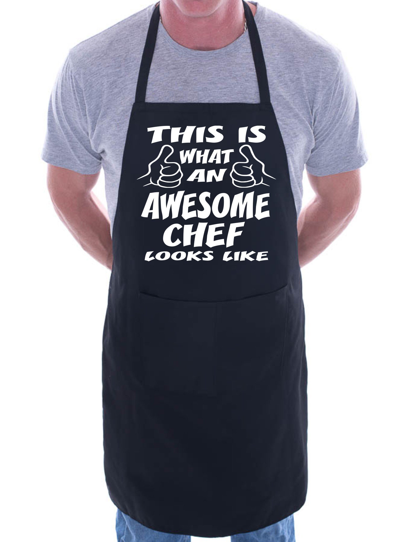 Print4U Awesome Chef Funny Fathers Day BBQ Cooking Novelty Apron Black