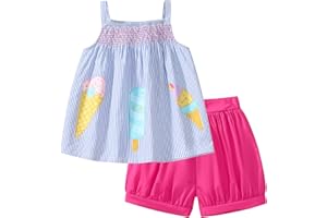 HILEELANG Toddler Girl Summer Easter Outfit Cotton Tops Tees Shorts Clothing Sets