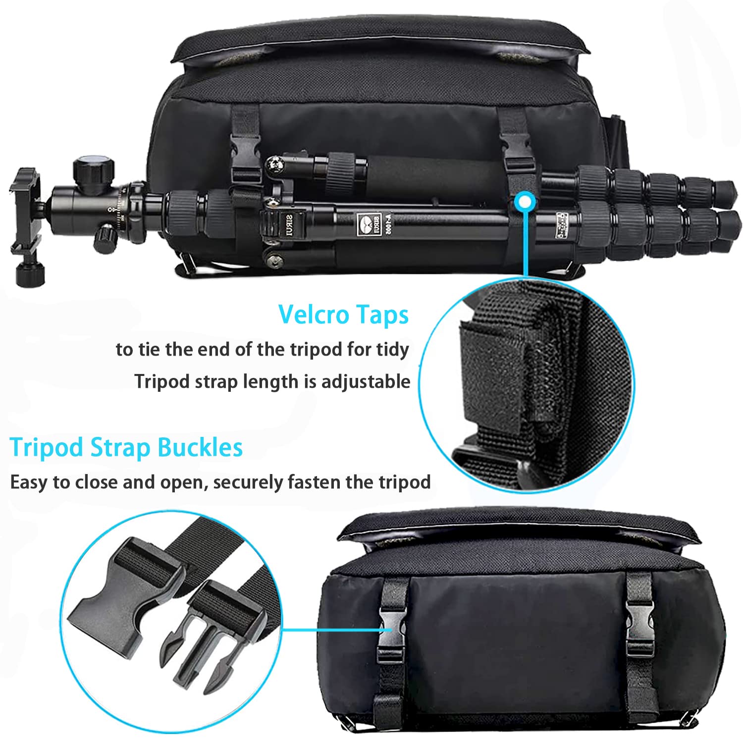 Cwatcun Shockproof Camera Bag with Detachable Insert Case for Canon Sony Nikon Leica Pentax Many Brands Cameras & Lenses Crossbody Camera Bag DSLR SLR Shoulder Camera Bag with Tripod Straps